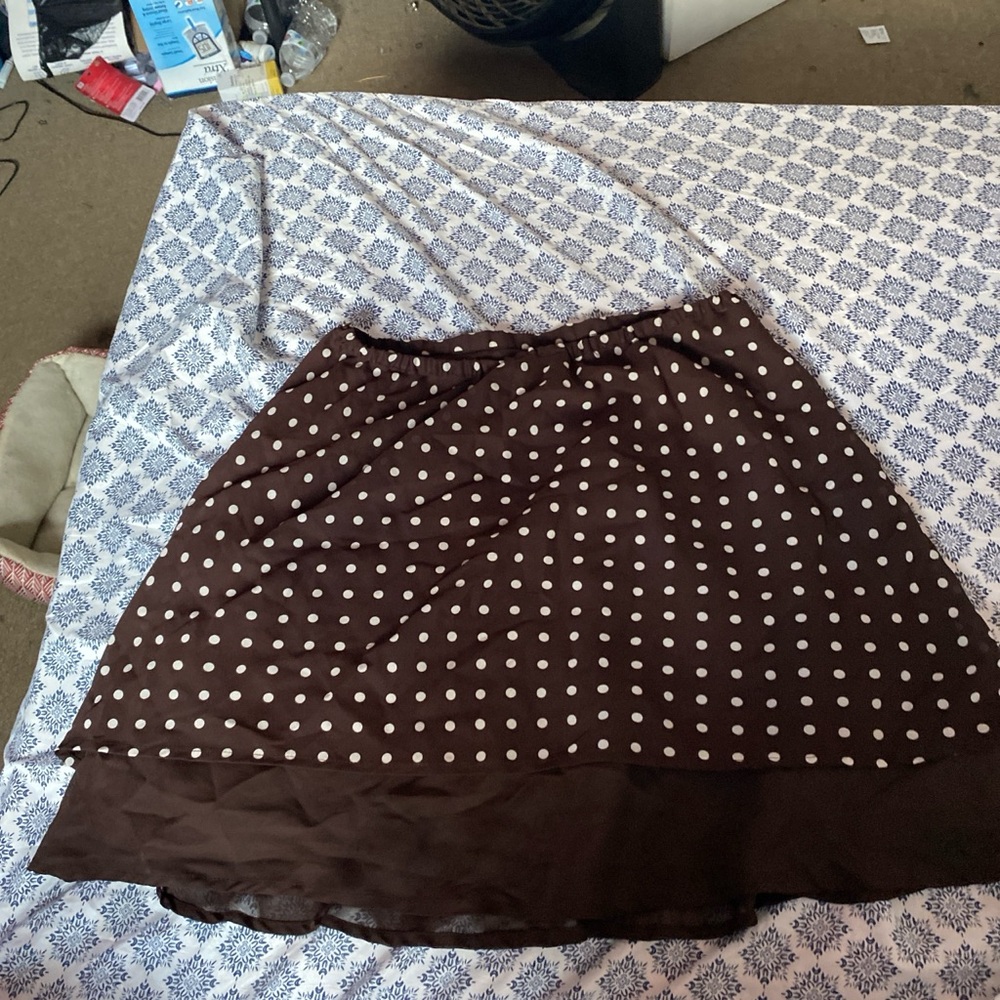 Brown polka dot double skirt